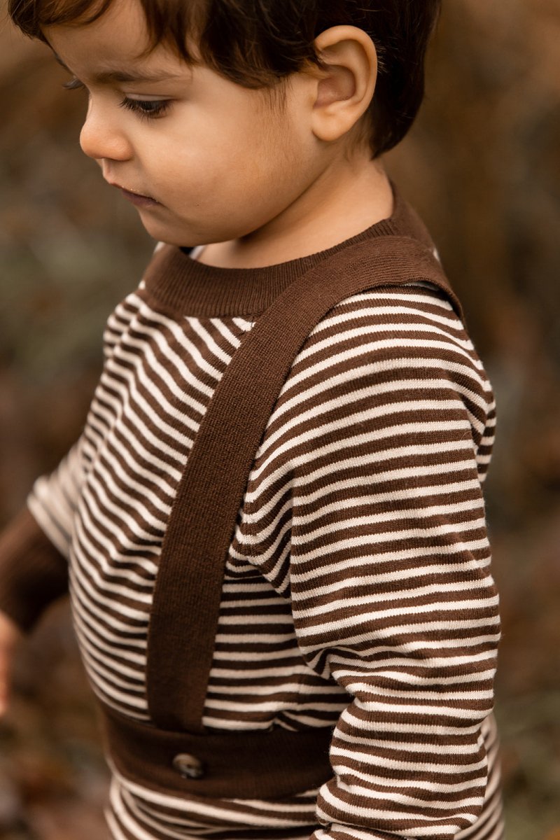 Fliink | Favo Pullover | Chicory Coffee W. Sand Stripes - Eli & Friends