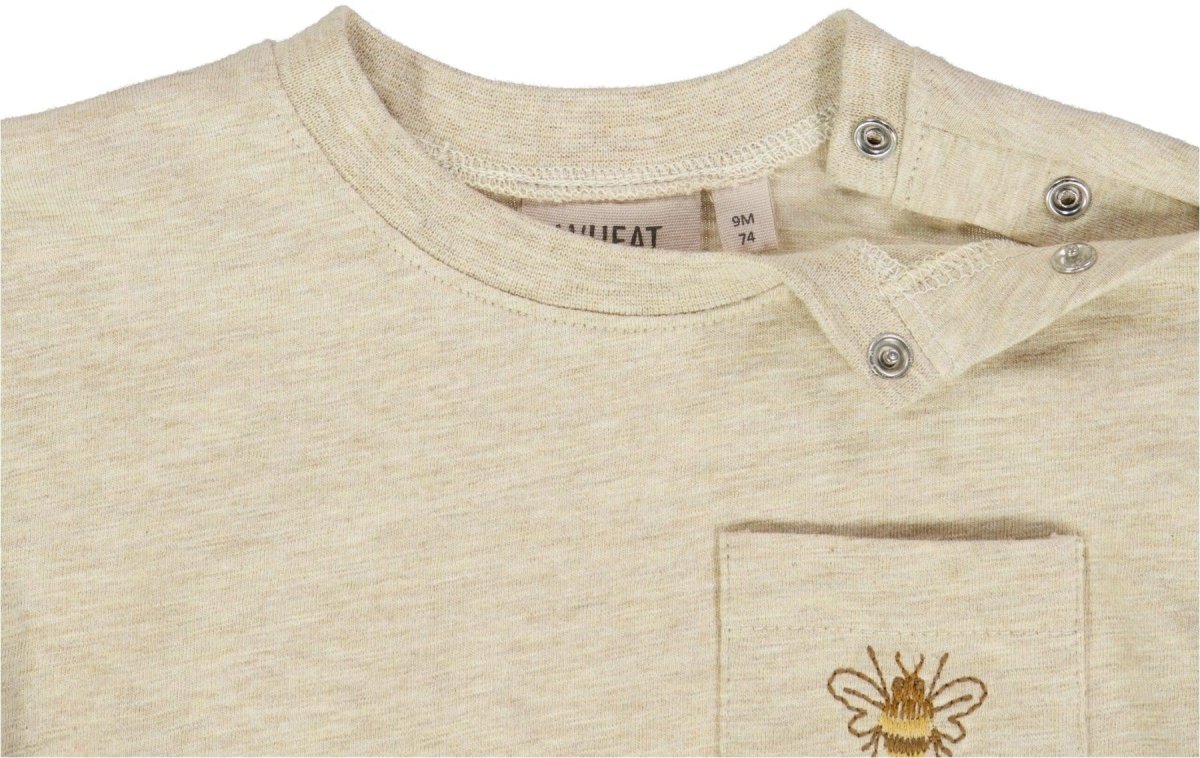 Wheat | T-Shirt Bee Embroidery | Buttermilk Melange - Eli & Friends